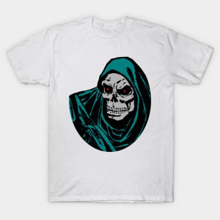 Reaper Skull In Hood Design T-Shirt